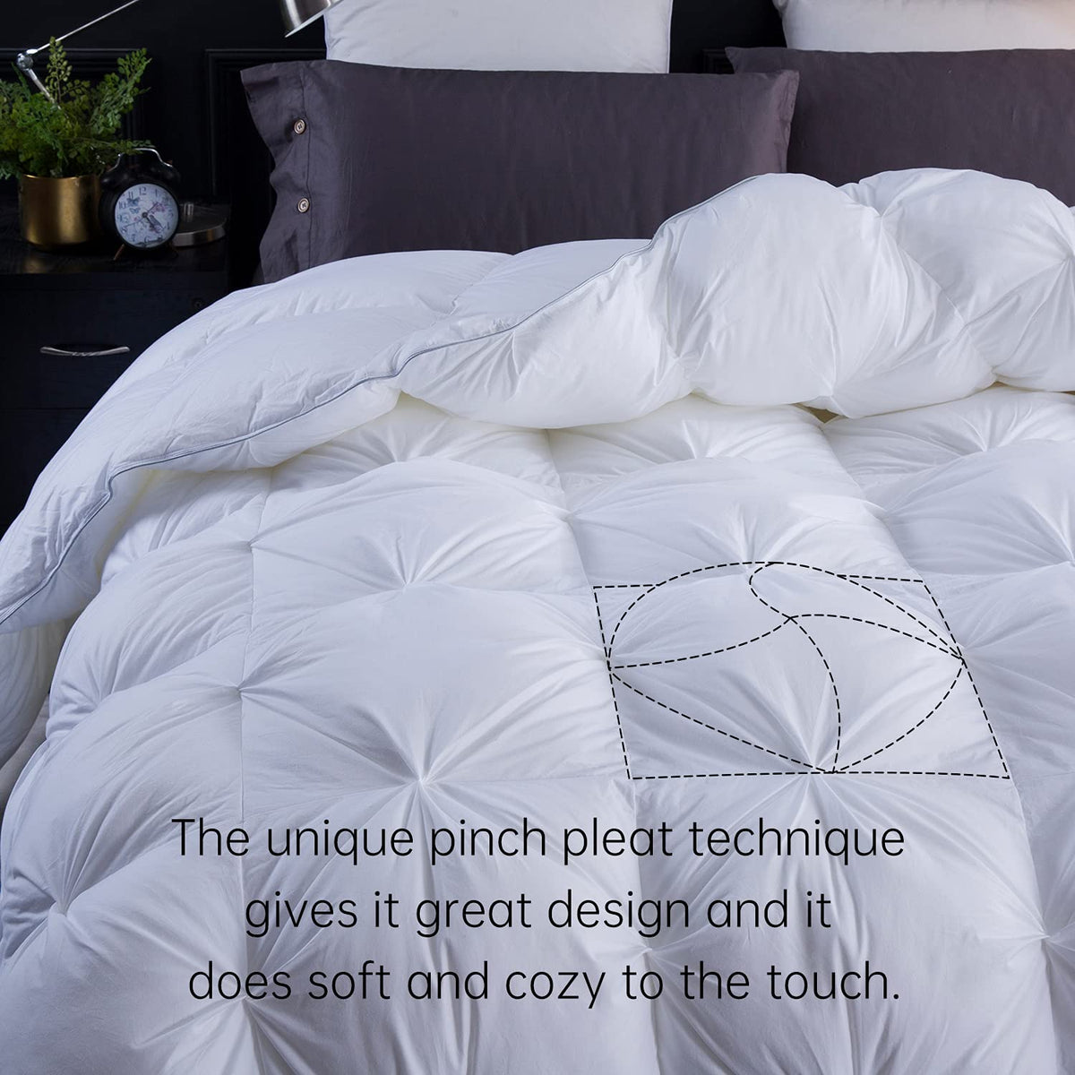 Three Geese Double Size Duvet,Goose Feather Down Duvet Heavy Warm Winter 13.5 Tog, 100% Organic Cotton Cover, Double Quilt Bed Comforter (White)