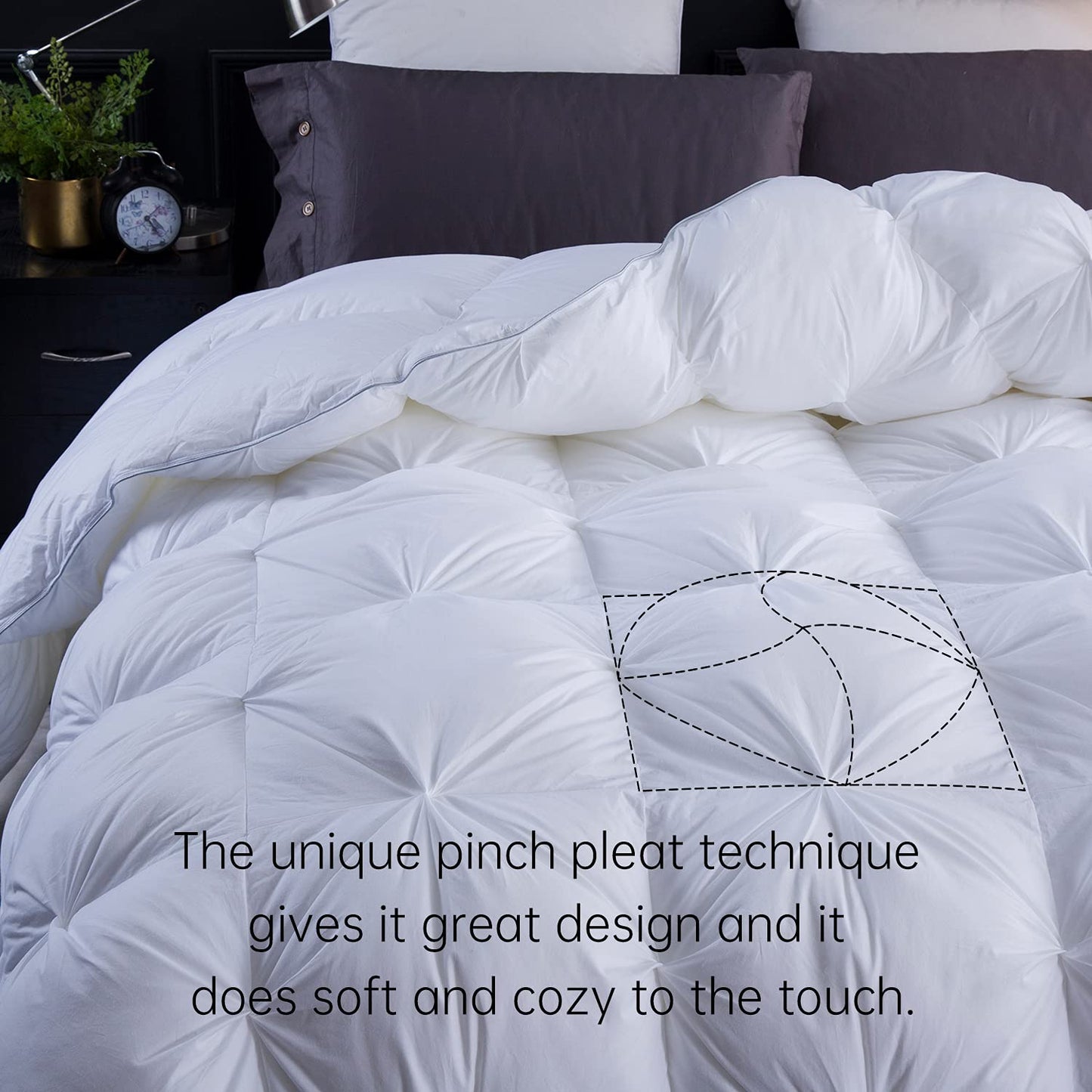 Three Geese Double Size Duvet,Goose Feather Down Duvet All Year Round 10.5 Tog, 100% Organic Cotton Cover, Double Quilt Bed Comforter (White)