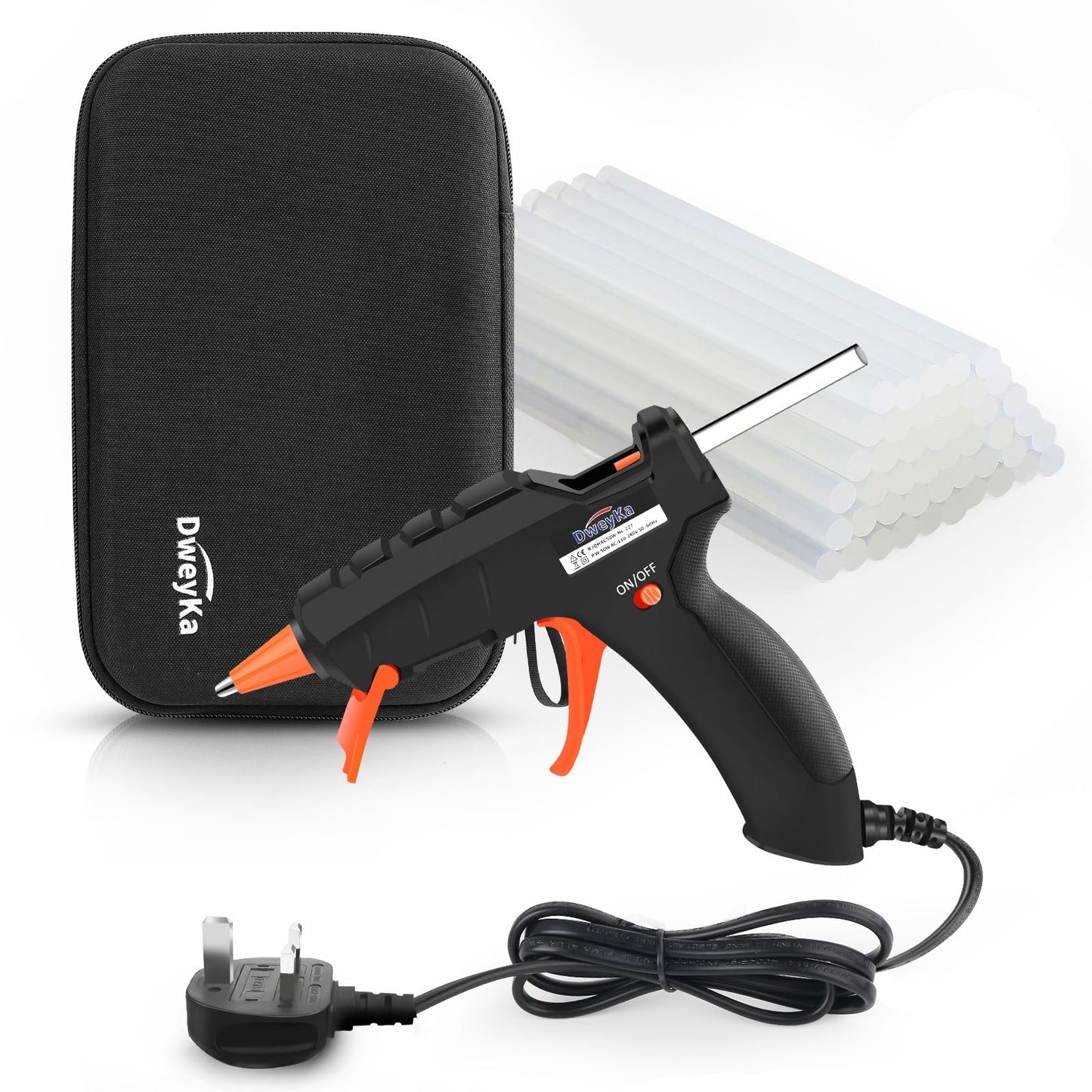 Hot Glue Gun, Dweyka Upgraded 50W Glue Gun Heats Up Quickly, 50PCS 7 x 150MM Glue Sticks, Hot Melt Glue Gun for DIY Arts, Hobby, Craft, Home Repairs,