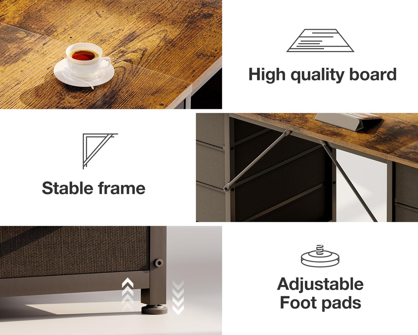 Coleshome Computer Desk with 8 Fabric Drawers, Office Desk with Storage