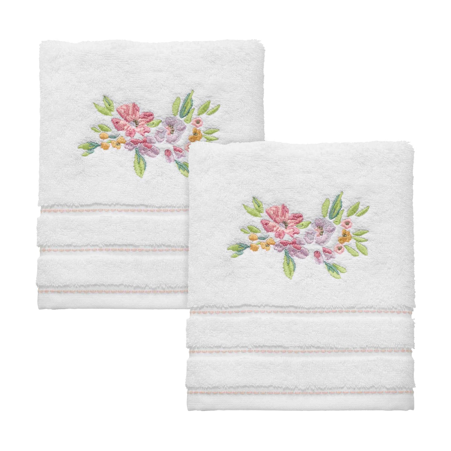 Izod - Hand Towels, Soft & Absorbent Cotton, Floral Bathroom Decor, Set of 2 Catalina Collection, White