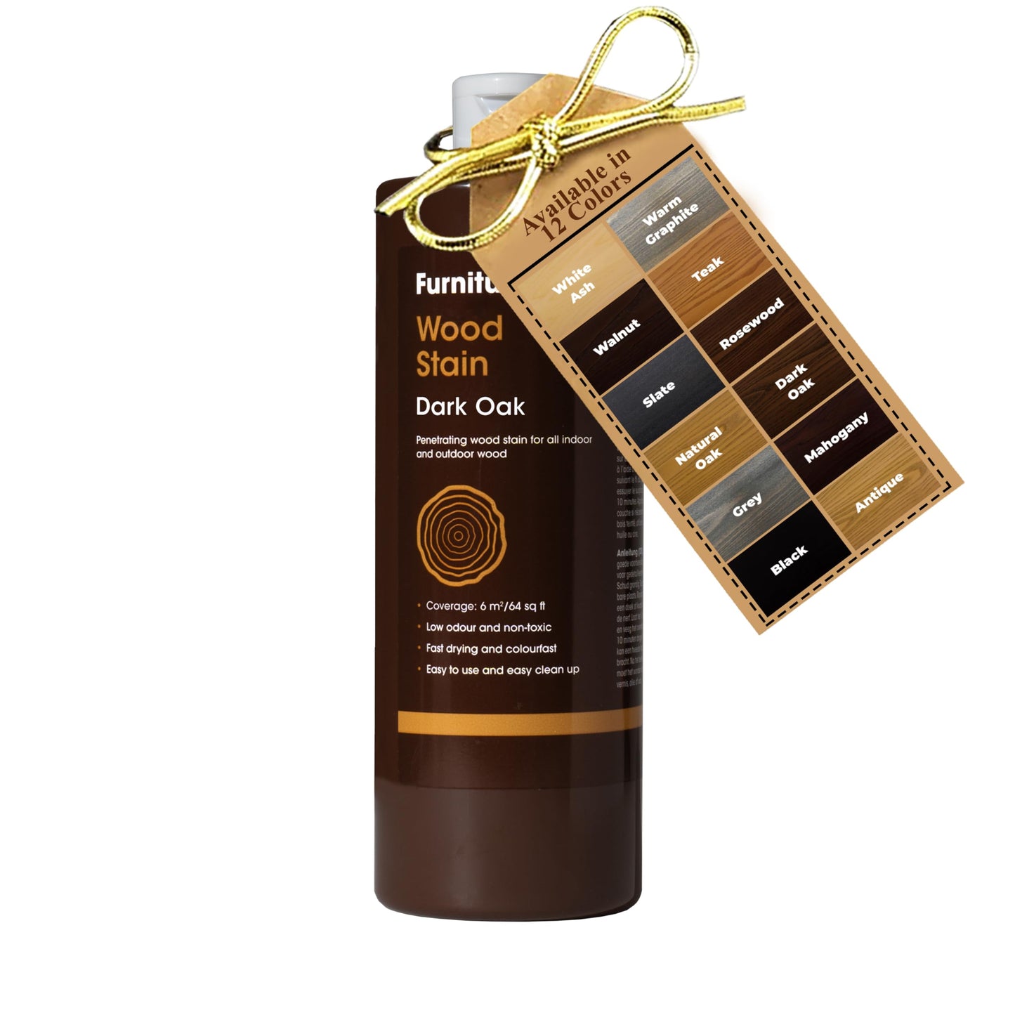 Furniture Clinic Wood Stain (Dark Oak) ? Fast Drying, Highly Concentrated, and Easy-to-Apply Wood Stain for All Indoor & Outdoor Wood ? Water Based &