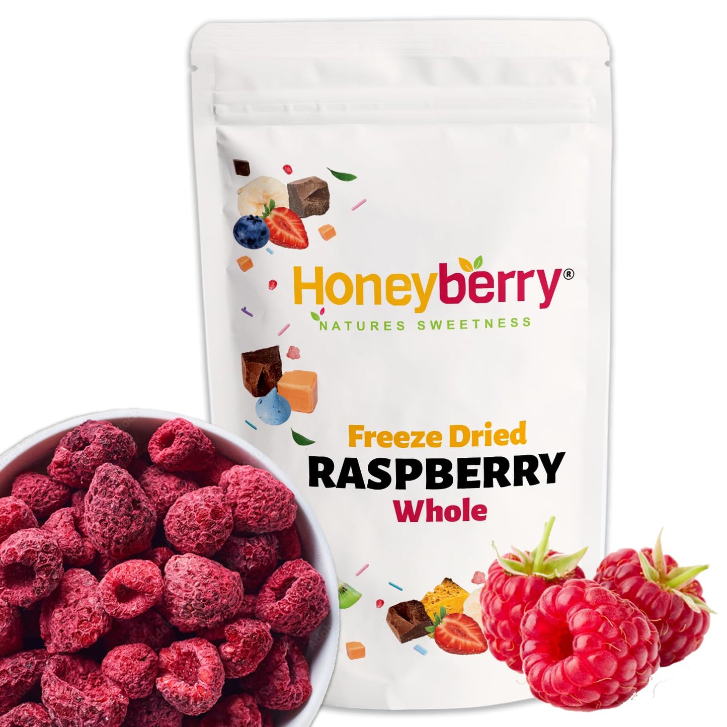 Freeze Dried Raspberry Whole 200g - 100% Natural Freeze Dried Fruits - Dry Raspberries Perfect for Baking, Cake Decorations, Keto Snack, Cocktail