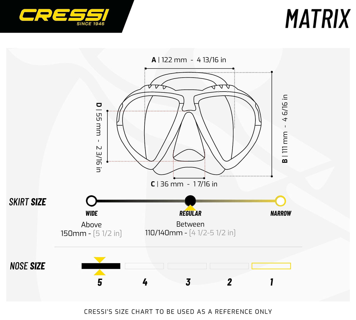 Cressi Adult Matrix Snorkelling Mask - Clear