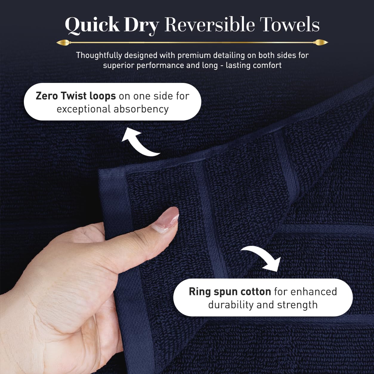 MYTRIDENT Large Bath Towels Set of 2 I 100% Cotton I Bathroom Towels I Blue