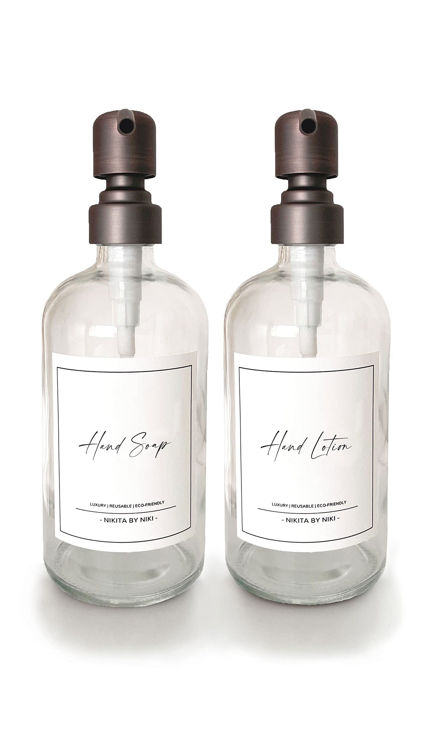 Clear Glass Soap Dispensers - Silver Stainless Steel Pump - Hand Soap and Lotion Dispenser Set - Glass Kitchen Soap Dispenser Set - 500ml - Bathroom