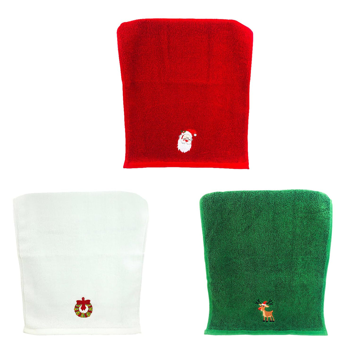NAUZE 3Pieces Christmas Hand Towels Red Green White Kitchens Towels Cotton Embroidered Dish Towels Home Holiday Supplies for Kids Festive Season Gifts