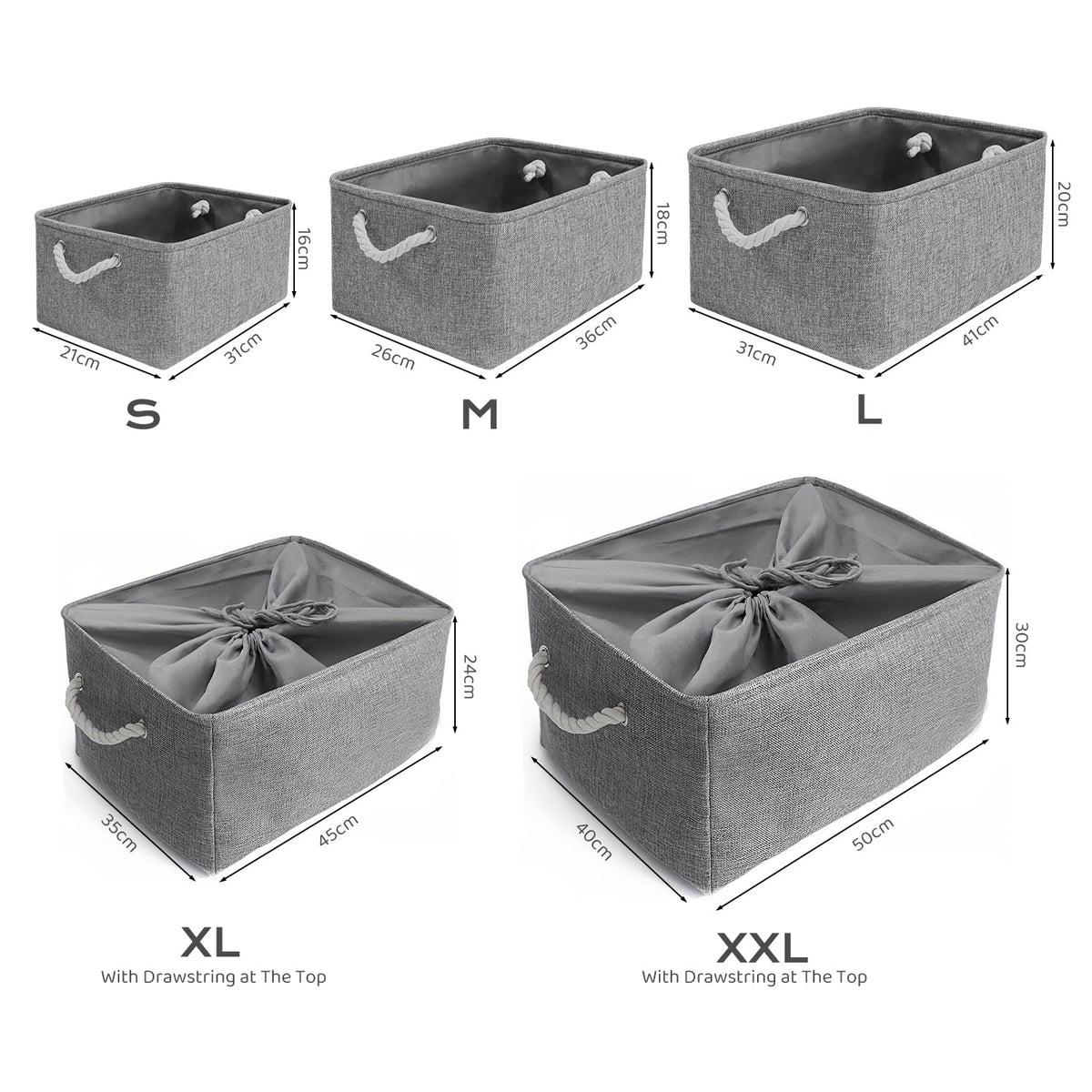Mangata Foldable Storage Box, Small Thickened Fabric Storage Basket with Handles for Shelves Toy (S, Grey)