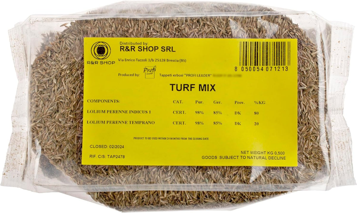 R&R SHOP - Seeds for Lawn, Perennial Ryegrass, Fast and Long-Lasting Growth (5Kg - 200mq)