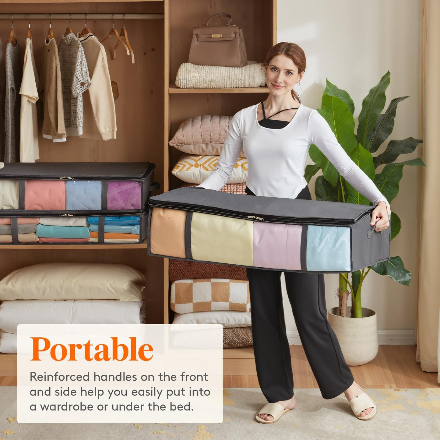 Lifewit 4 Pack Under Bed Storage,90L Clothes Storage Bags with Clear Window