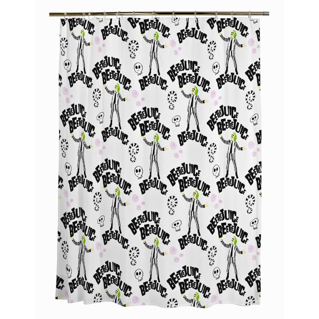 Franco Collectibles Beetlejuice Bath Microfiber Shower Curtain, 70x72, (Officially Licensed Product)