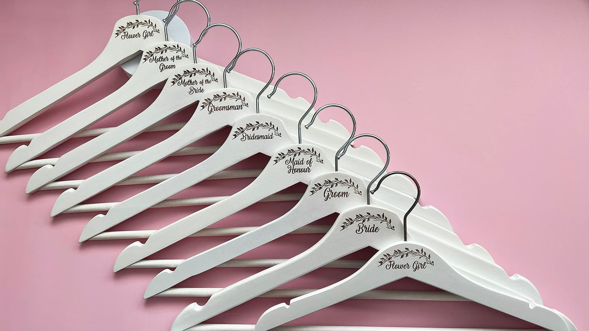 Wooden Wedding Coat Hanger. Laser Engraved Bridal Hangers. Wedding Day Gift. Anniversary Hanger Gifts (Mother of the Bride)