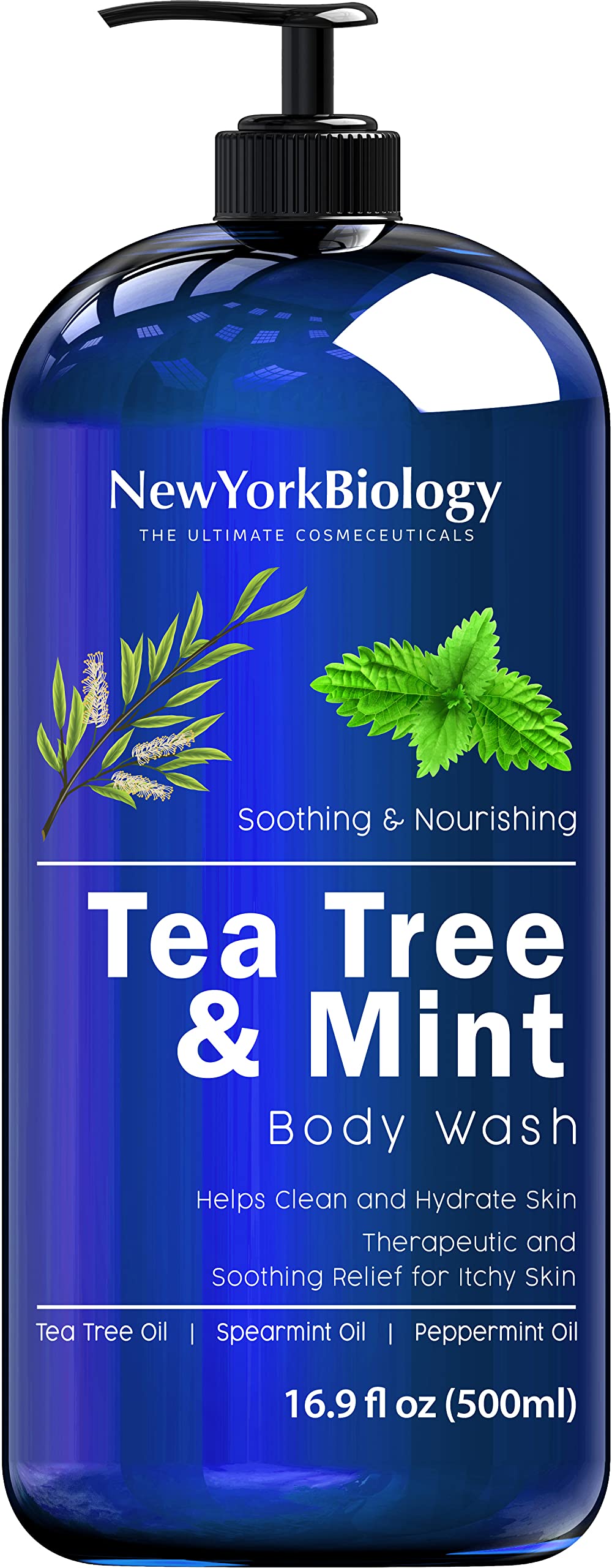 New York Biology Tea Tree Mint Body Wash Helps Nail Fungus, Athletes Foot, Ringworms, Jock Itch, Acne, Eczema & Body Odor, Soothes Itching & Promotes