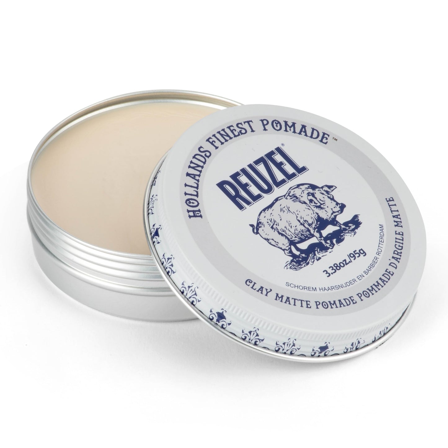 Reuzel Matte Clay Pomade, No Shine Pomade With A Medium Hold For A Natural Style And Finish 3.38oz/95g