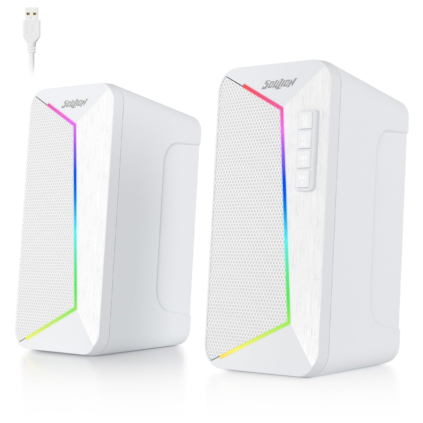 SOULION R40 Computer Speakers, 2.0 USB Powered PC Speakers, Desktop Speaker with Volume Control Button, Bluetooth 5.3, Surround Sound Speaker for