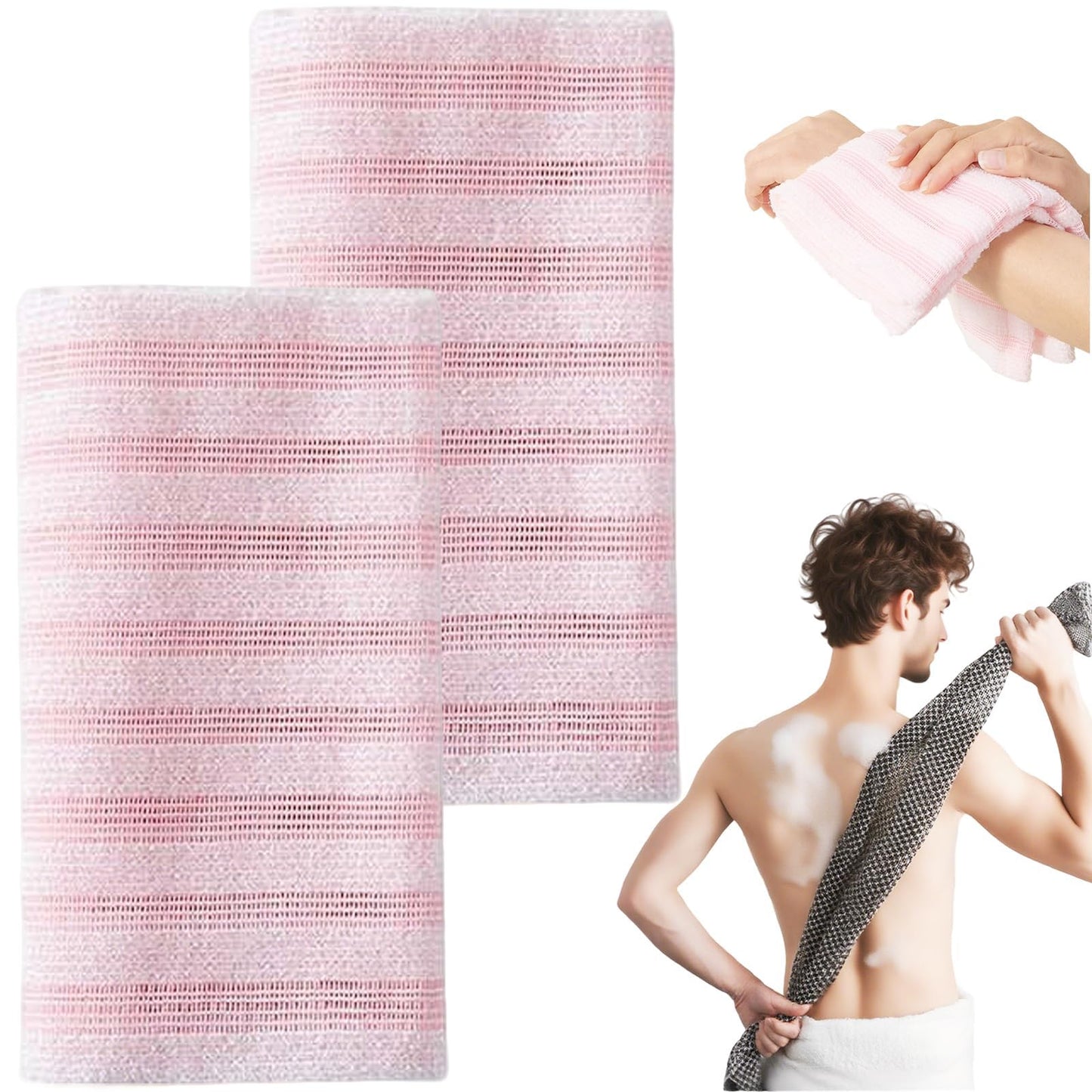 Exfoliating Shower Towel, Japanese Exfoliating Towel, Extra Long Exfoliatingg Shower Towel, Double-Sided Exfoliatin Washcloth, for Men Women