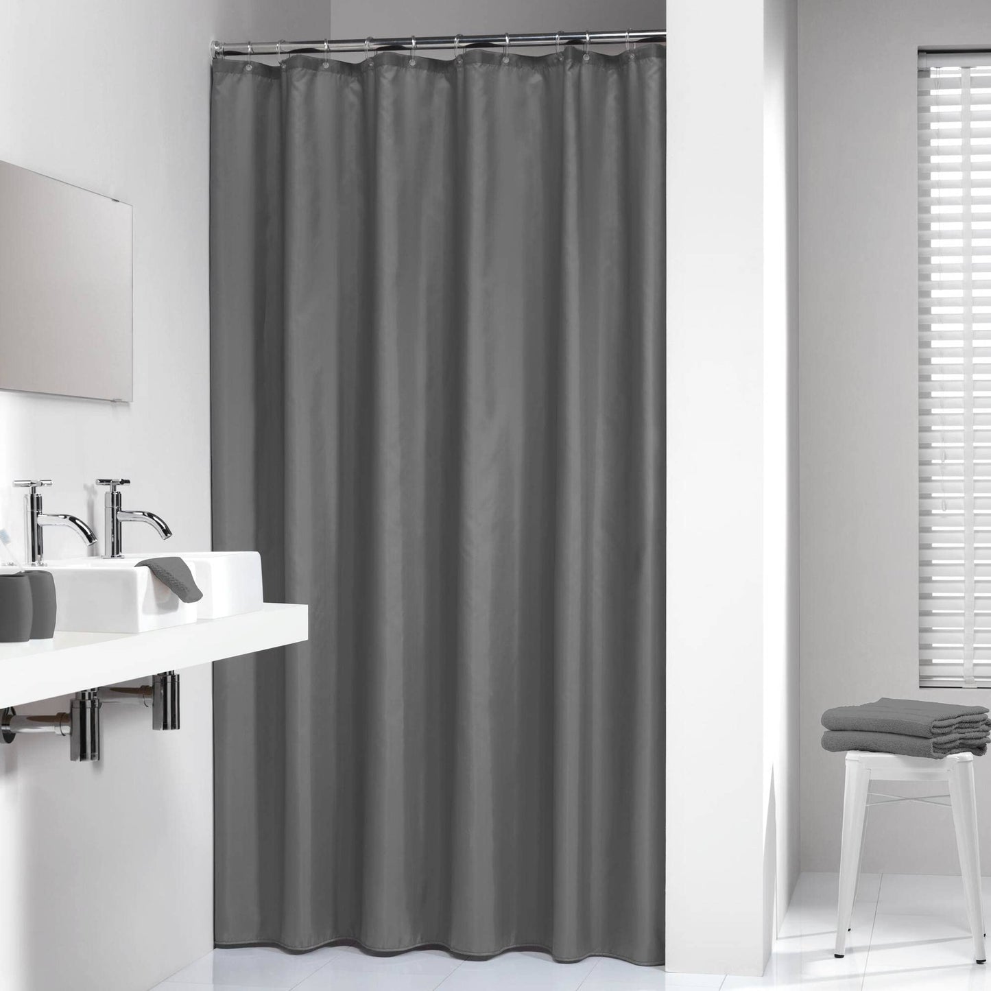 Sealskin Madeira Shower Curtain, Polyester, Grey, 180 x 200 cm