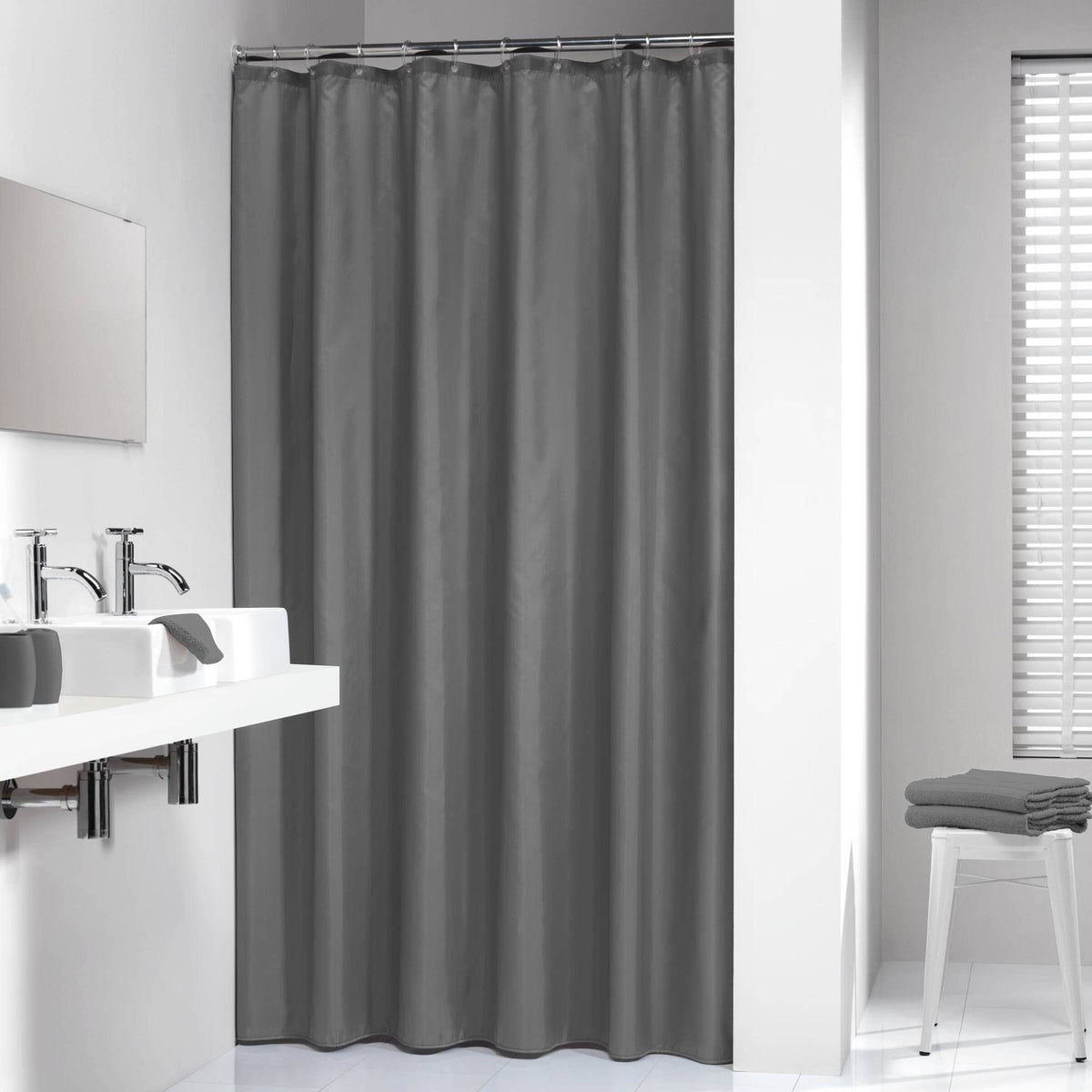 Sealskin Madeira Shower Curtain, Polyester, Grey, 180 x 200 cm