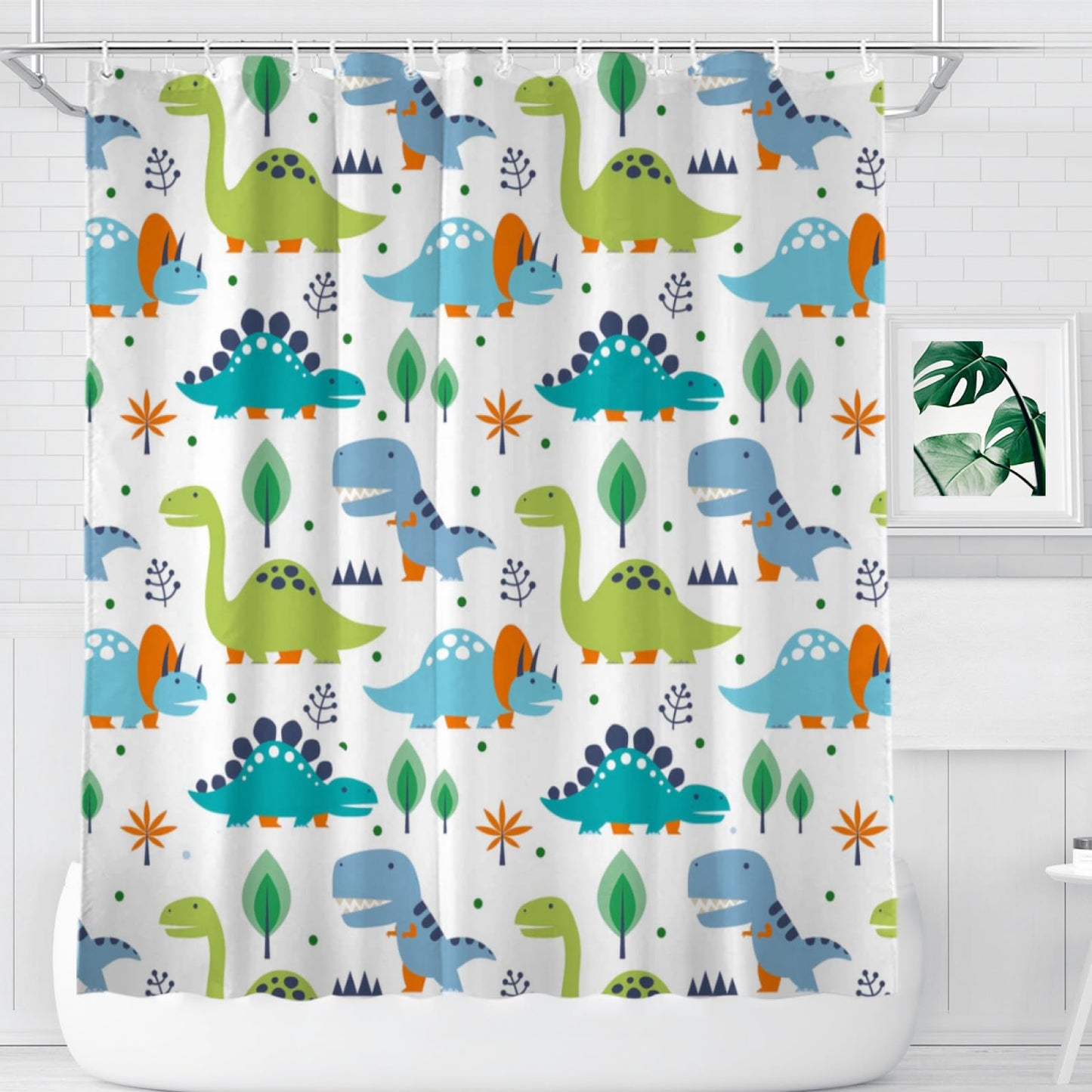 Abaysto Dinosaur Shower Curtain, Waterproof Shower Curtains for Bathroom 12 Hooks Included, Washable Durable Polyester Fabric Bathroom Curtain