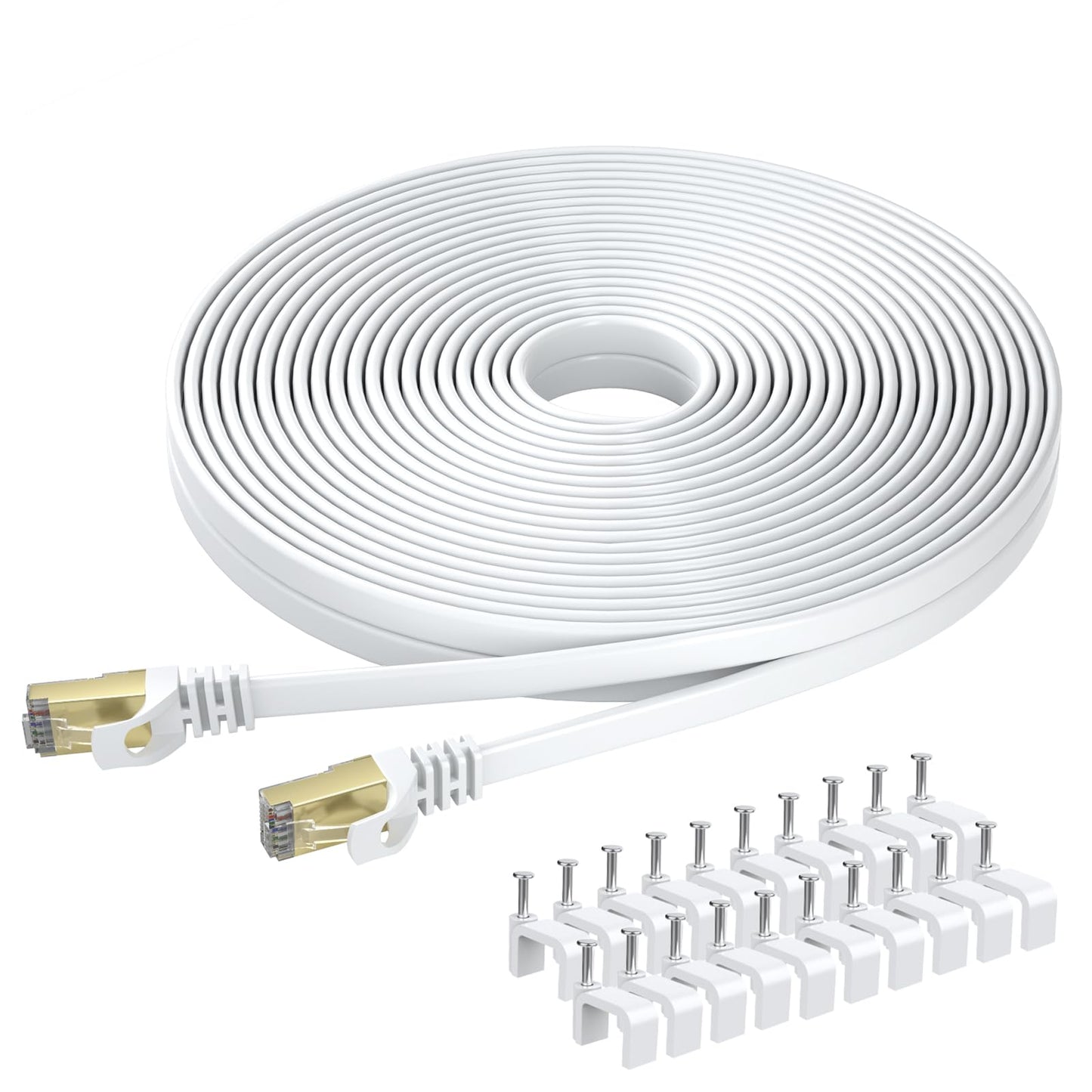 BUSOHE Cat 8 Ethernet Cable 25m, High Speed Flat Gigabit RJ45 Lan Network Cable, 40Gbps 2000Mhz Internet Patch Cord Compatible with Router, Modem, PC,