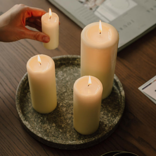 Spaas 6 Unscented Pillar Candle 80/200 mm, 100 Hours, Ivory