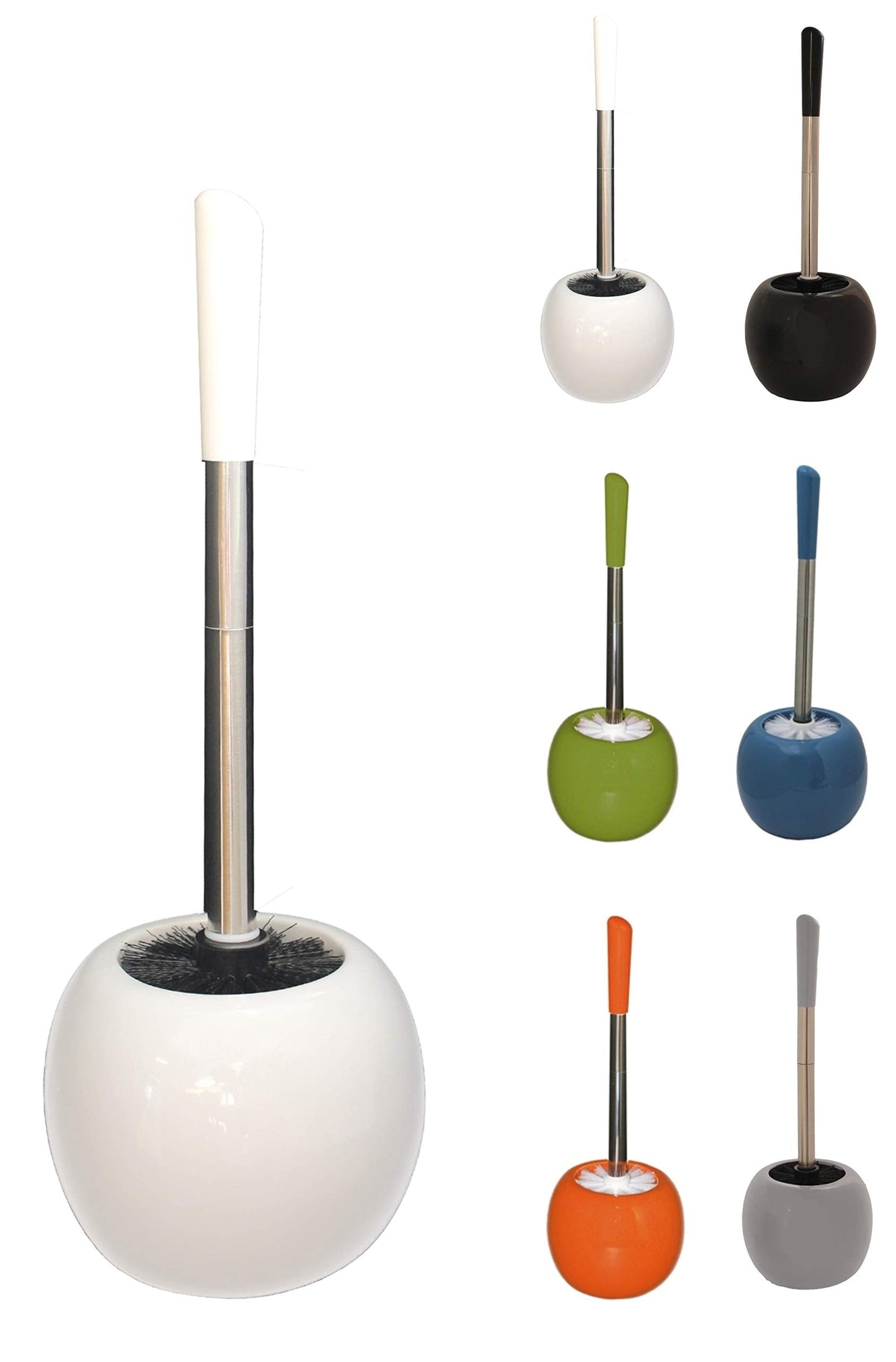 Brushmann Round Ceramic Toilet Brush Set (White)