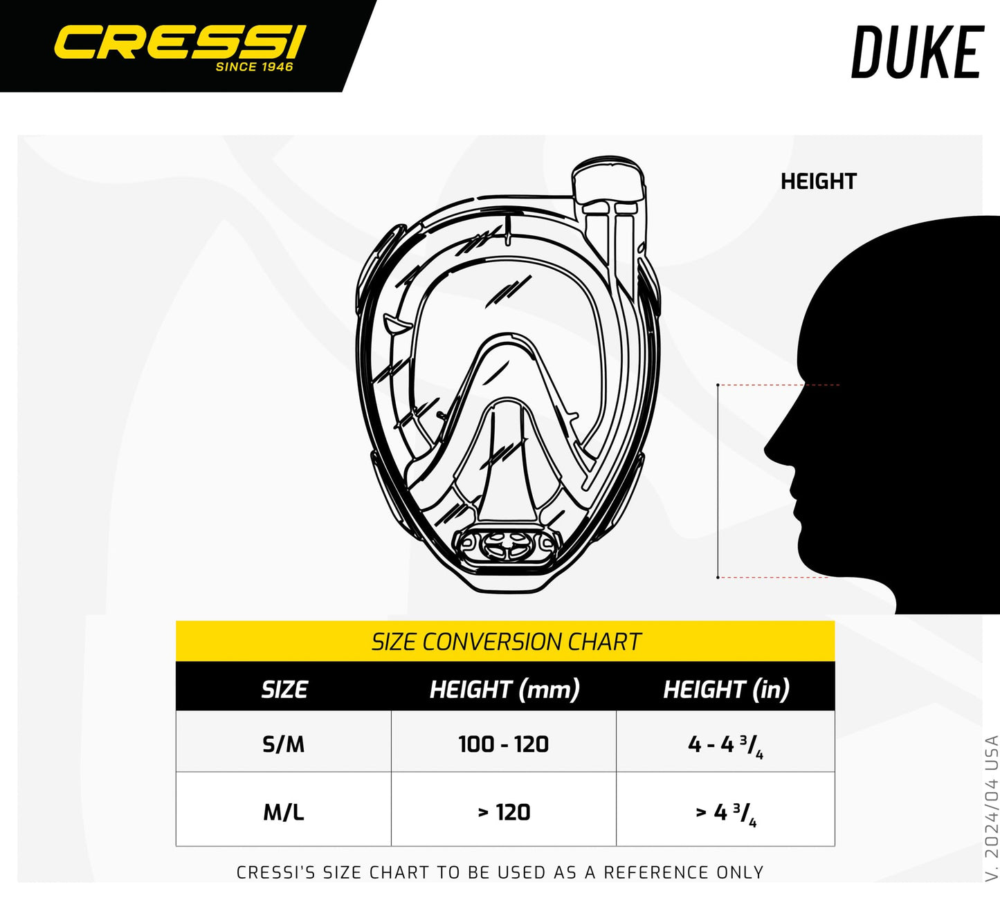 Cressi Duke Full Face Snorkel Dry Mask - Available in Standard Version or with Action Cam Holder, Adult Unisex,Clear/Pink,S/M