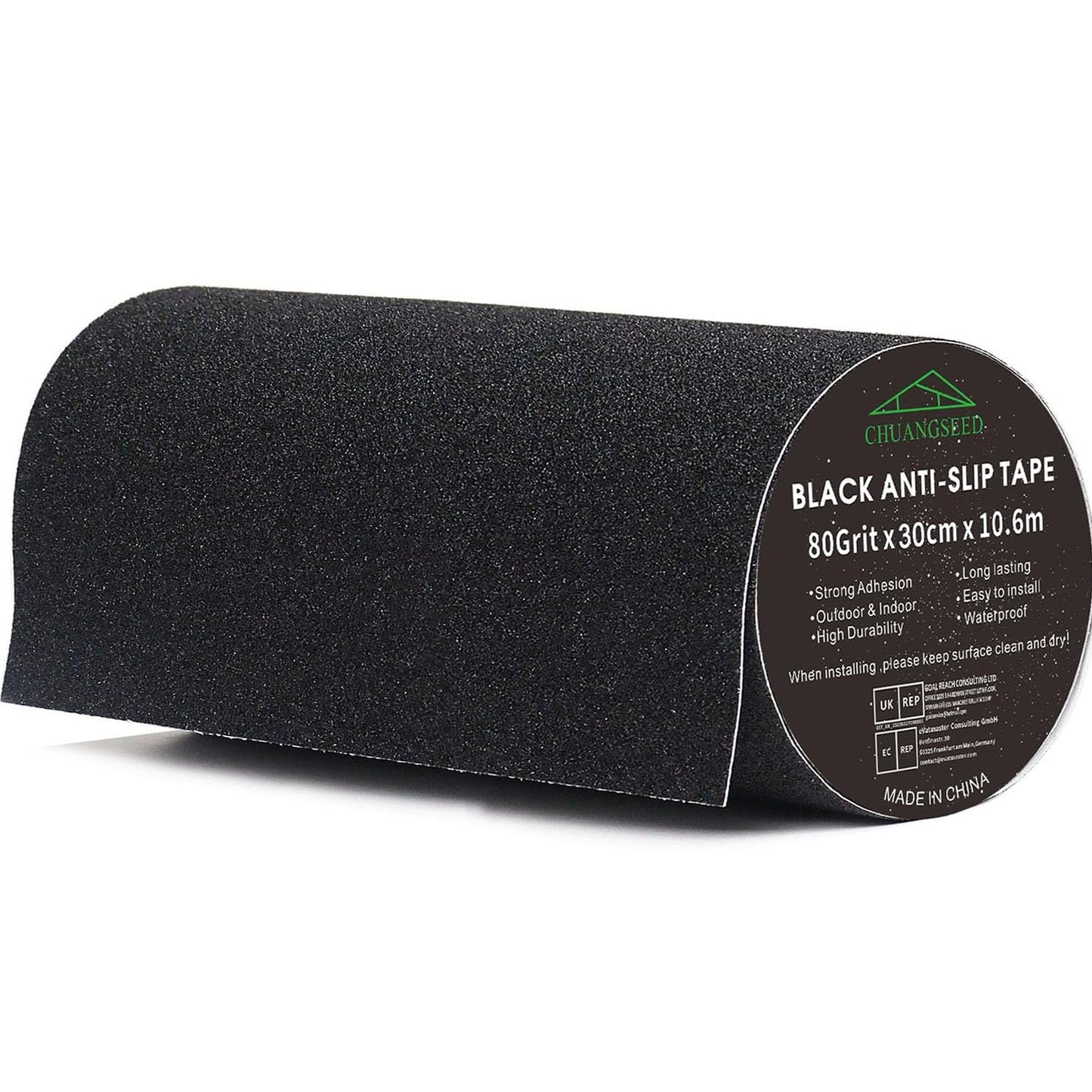 CHUANGSEED Heavy Duty Black Anti Slip Tape 12" x 35Ft (30cm x 10.6m) High Traction For Outdoor/Indoor Safety Non Skid Roll Traction Tread grip Tape