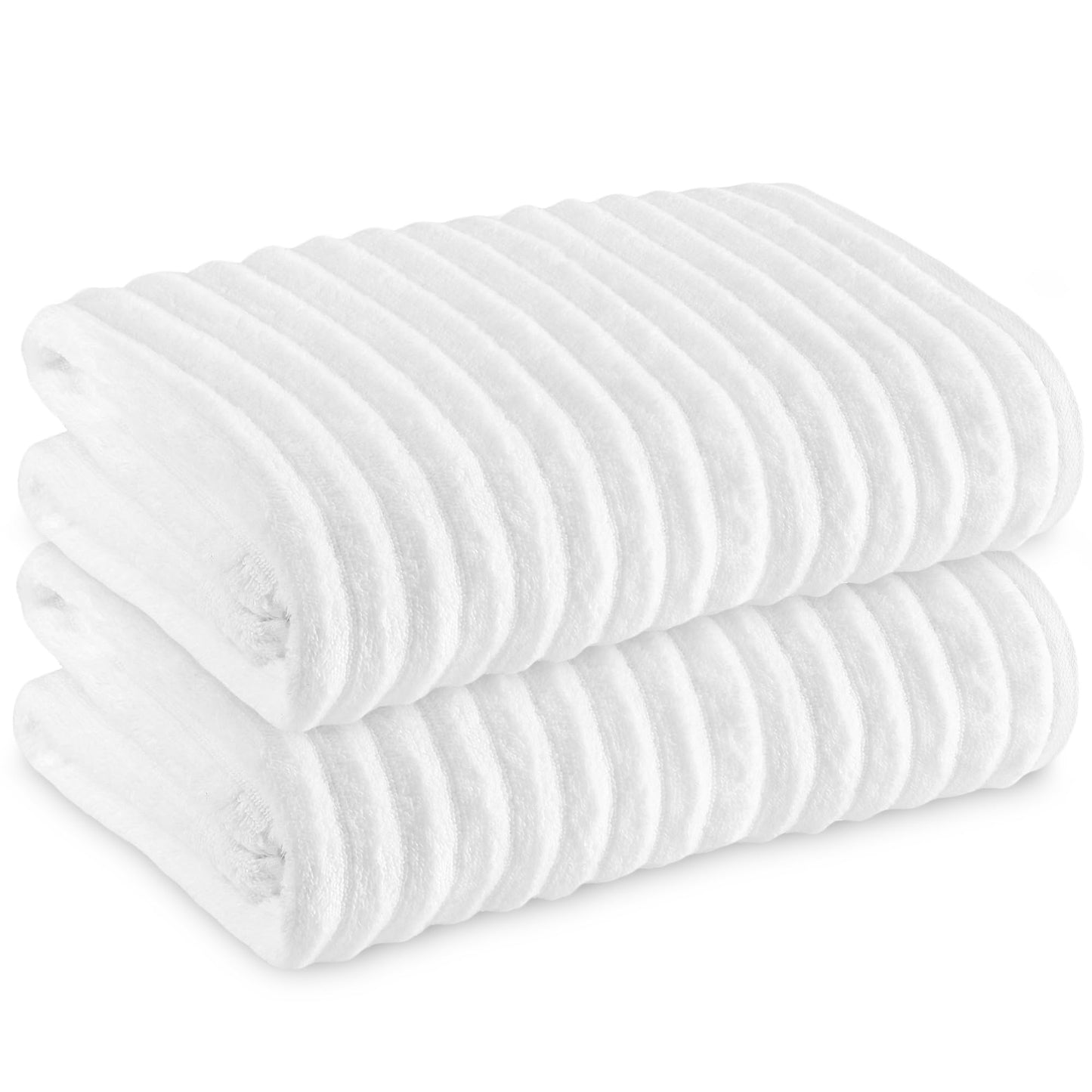 Towelogy Bamboo Extra Large Bath Towels (90x140cm, 2 Pack) - Highly Absorbent & Fast Drying Bath Sheets OEKO-TEX CERTIFIED (White, 2)