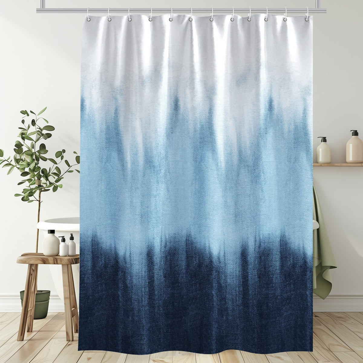 Lirzxin Shower Curtain Mould Proof Resistant, Polyester Fabric Shower Curtains Abstract Gradient Forest Theme Modern Thick Mildew Resistant Bath