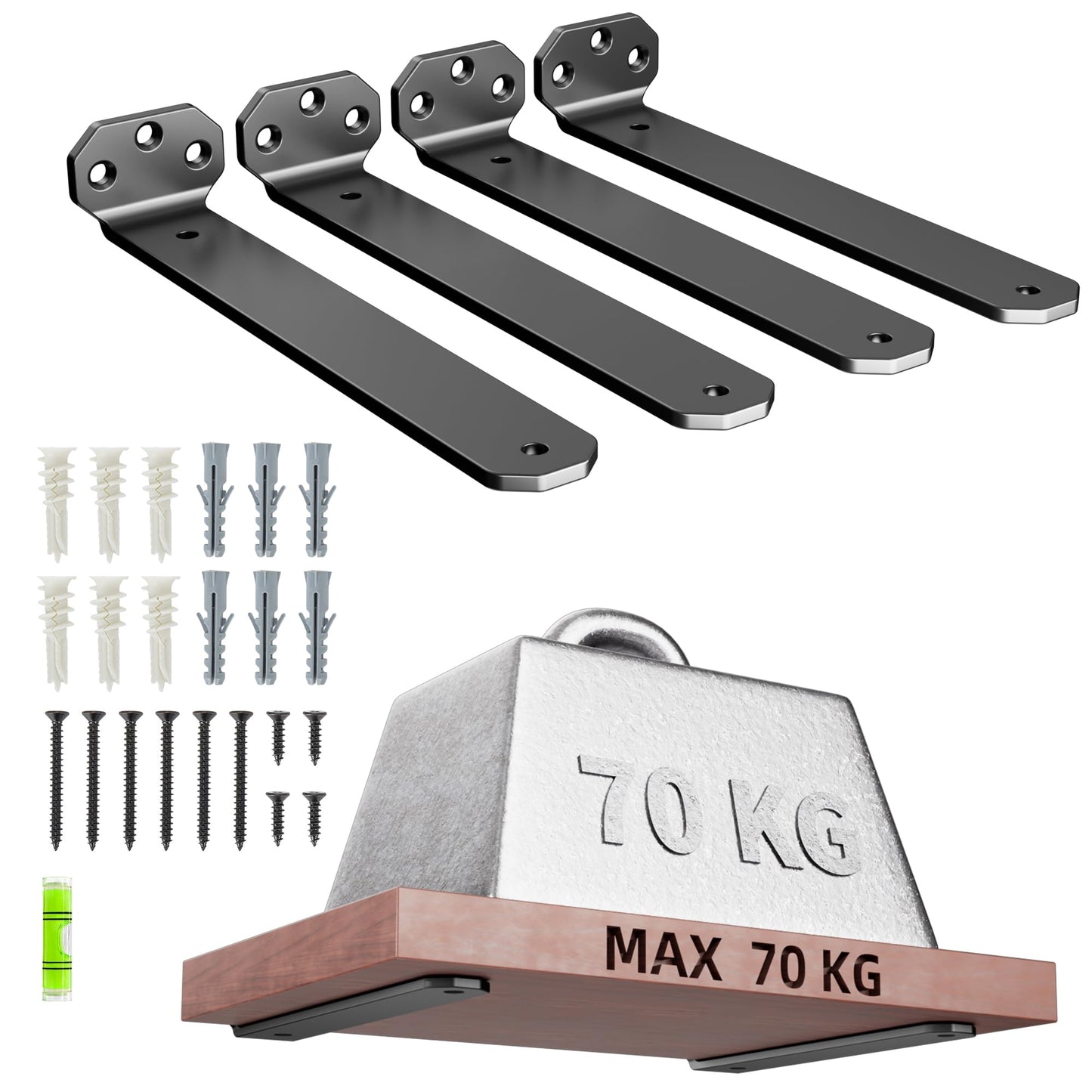 HUAEU Heavy Duty Shelf Brackets 15cm, 4 Pack Black Wall Mounted L Shape Shelf Supports, Floating Shelf Brackets with Screws, 90? Metal Angle Brackets