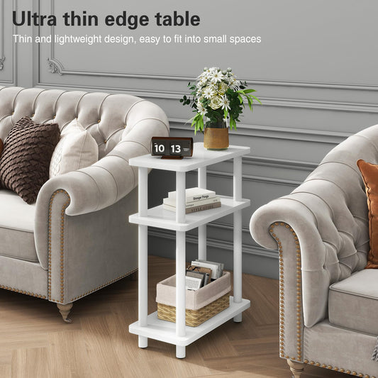 IBUYKE Narrow Side Table, 3-Tier End Table with Storage Shelf Black, Slim Small Table, 40x18x62.5cm,Thin Bedside Table for Living Room Bedroom Office,