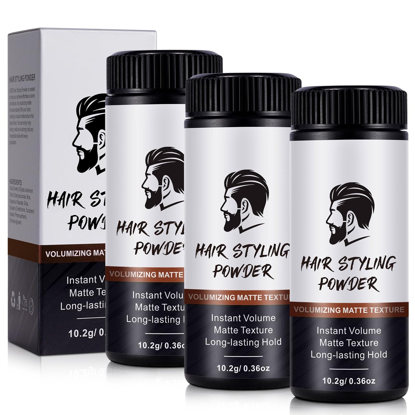 3 Pack Hair Styling Powder for Men & Women, Hair Texturizing Powders, Volumizing Powder for Hair, Long-lasting Hold, Matte Texture Powder for Men,