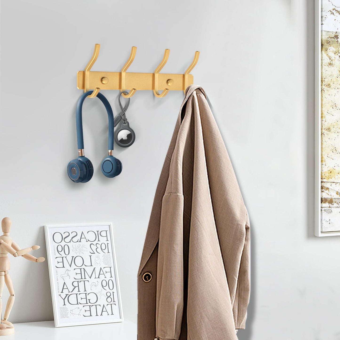 MEIJO Coat Hooks Wall Mounted, Coat Rack Wall Mounted Stainless Steel Heavy Duty Wall Hook, Coat Hooks for Door, Bedroom, Bathroom, Kitchen