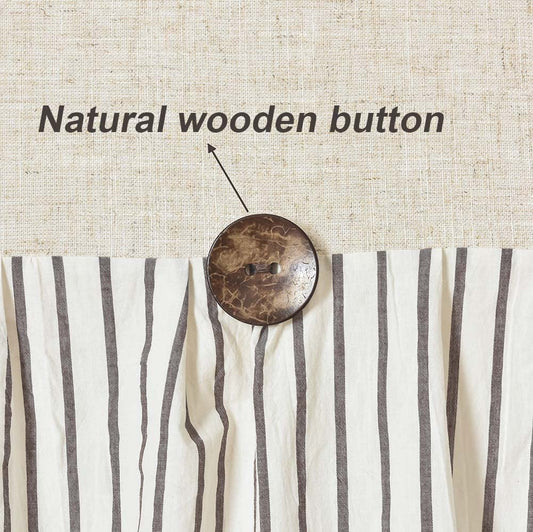 DOSLY IDÉES Farmhouse Shower Curtain,Beige and Brown Stripe,Button Curtain,Linen and Cotton Woven Fabric,Rustic Charm Country Chic Style,72x72 in