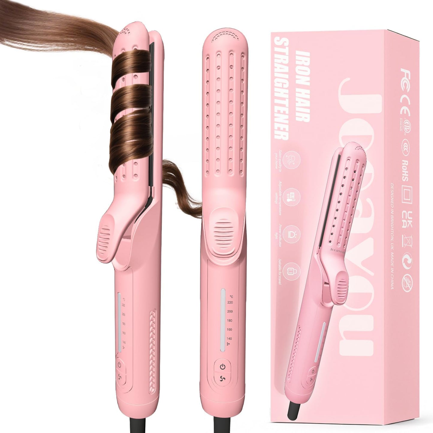 Jooayou Cool Air Curling Iron, Airflow Styler Curling Wand with 360? Cooling Air to Lock in Curls Quicker, Flat Iron Hair Straightener and Curler 2 in