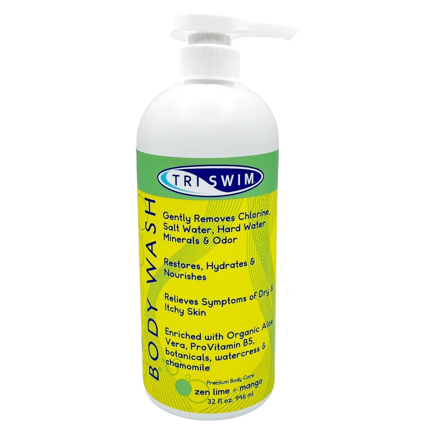 TRISWIM Chlorine Removal Body Wash | After Swim Care Shower Gel | Moisturising Anti-Chlorine Vegan Shower Gel For Swimmers | Intensive Hydration Body