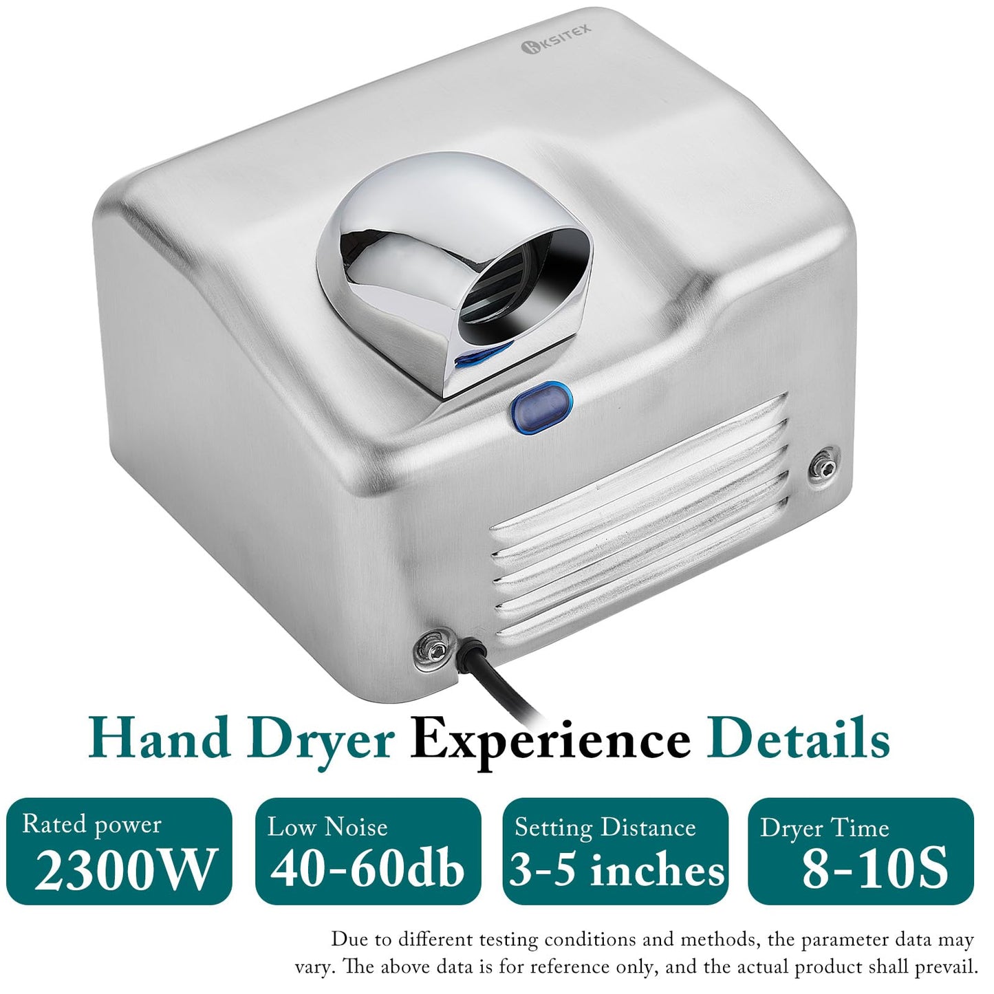 KSITEX Commercial Hand Dryer,Stainless Steel Heavy Duty Hand Dryer High Speed Electric Hand Dryer Wall Mounted For Toilet Bathroom Eco Friendly 2300W