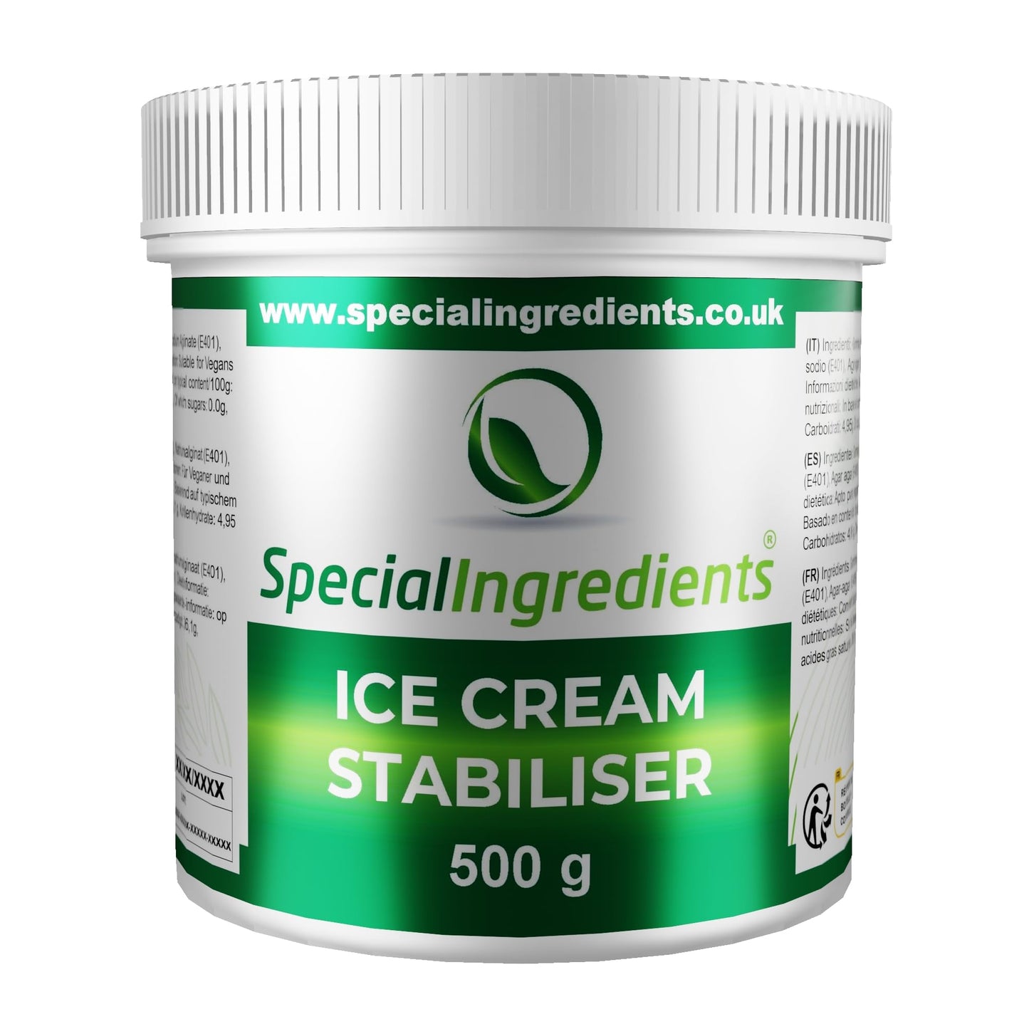 Ice Cream Stabiliser and Improver 500g - Vegan, Non-GMO, Gluten Free ? Recyclable Container