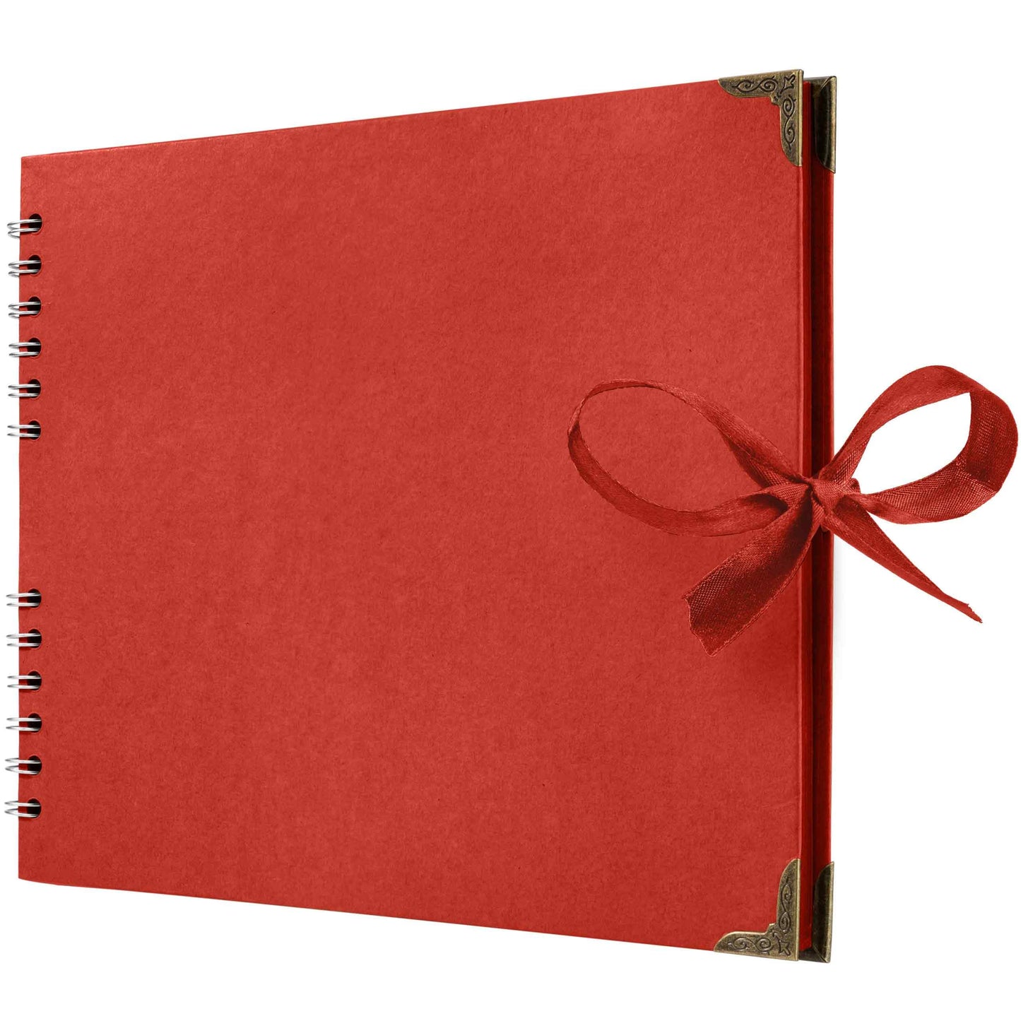 Bstorify Square Scrapbook Photo Albums 50 Pages (28 x 22 Cm) Red Thick Paper, Hardcover, Ribbon Closure - Ideal for Your Scrapbooking Albums, Art &