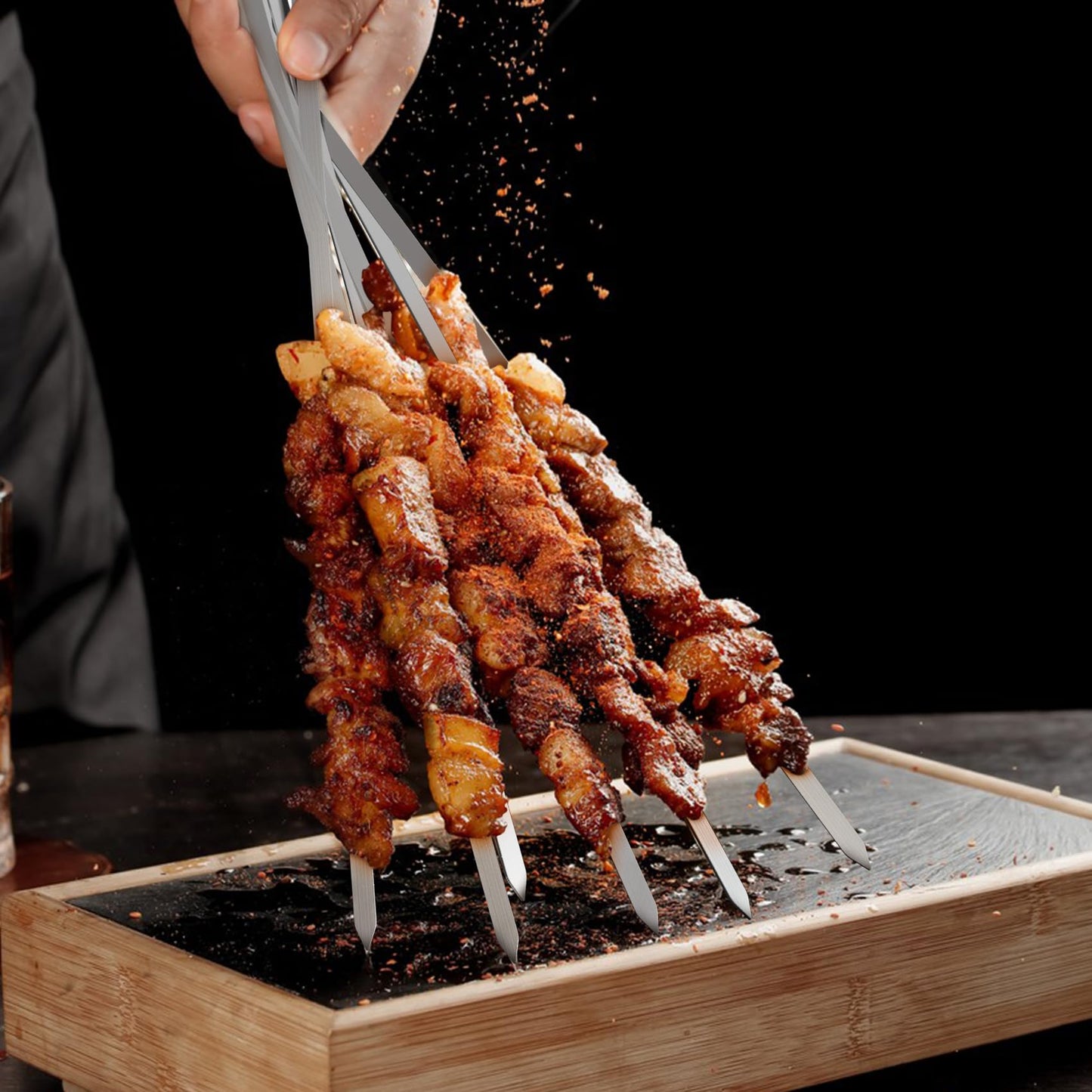 onlyfire BRK-6038 Stainless Steel Rotating Skewer System Fits for Any Rotisserie Grill Spit Rods