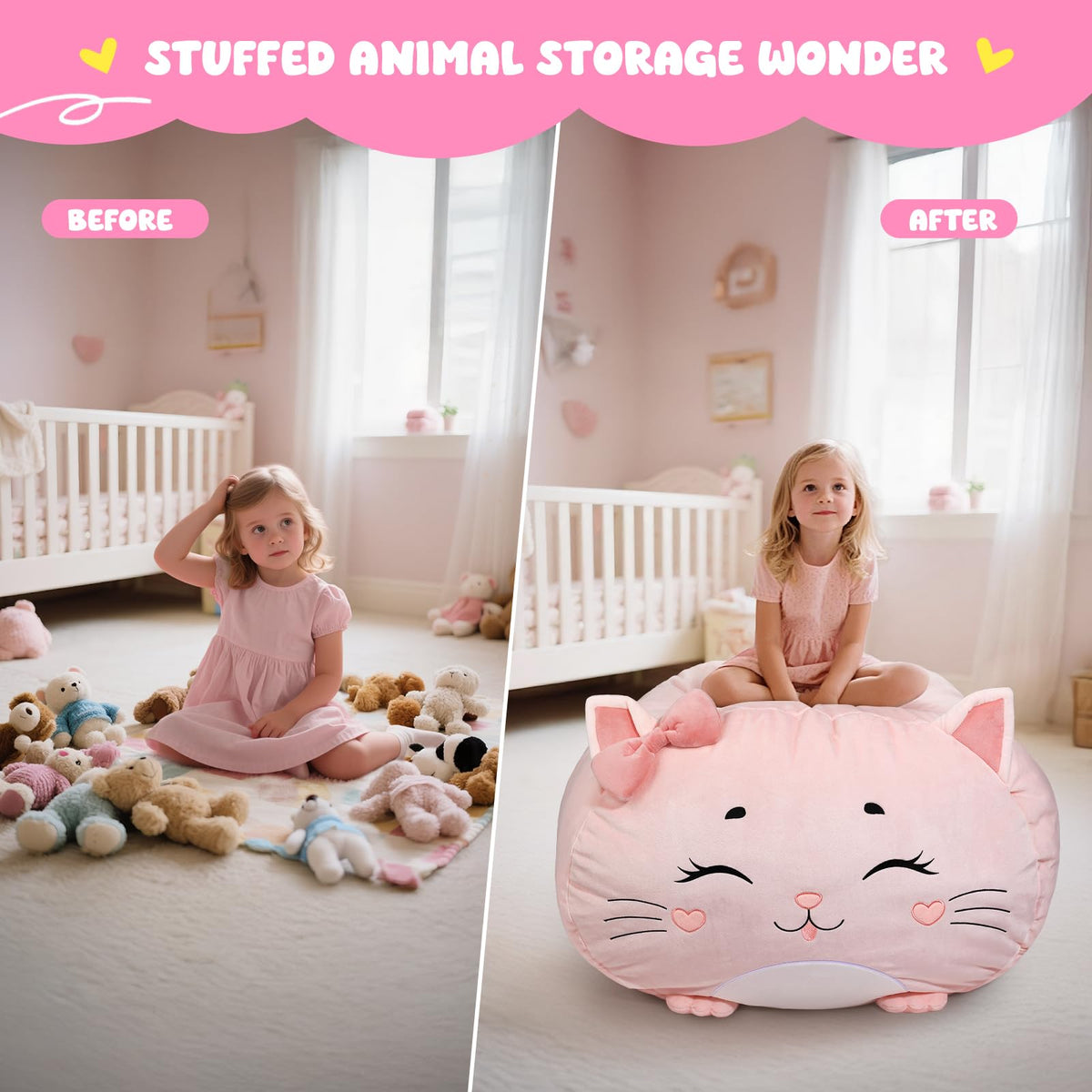 GAGAKU Cuddly Toy Bean Bag Storage Cover 200 L, XXL Toy Storage Bag for Children's Room Large Fillable Zip Bean Bag for Organising (Citty)