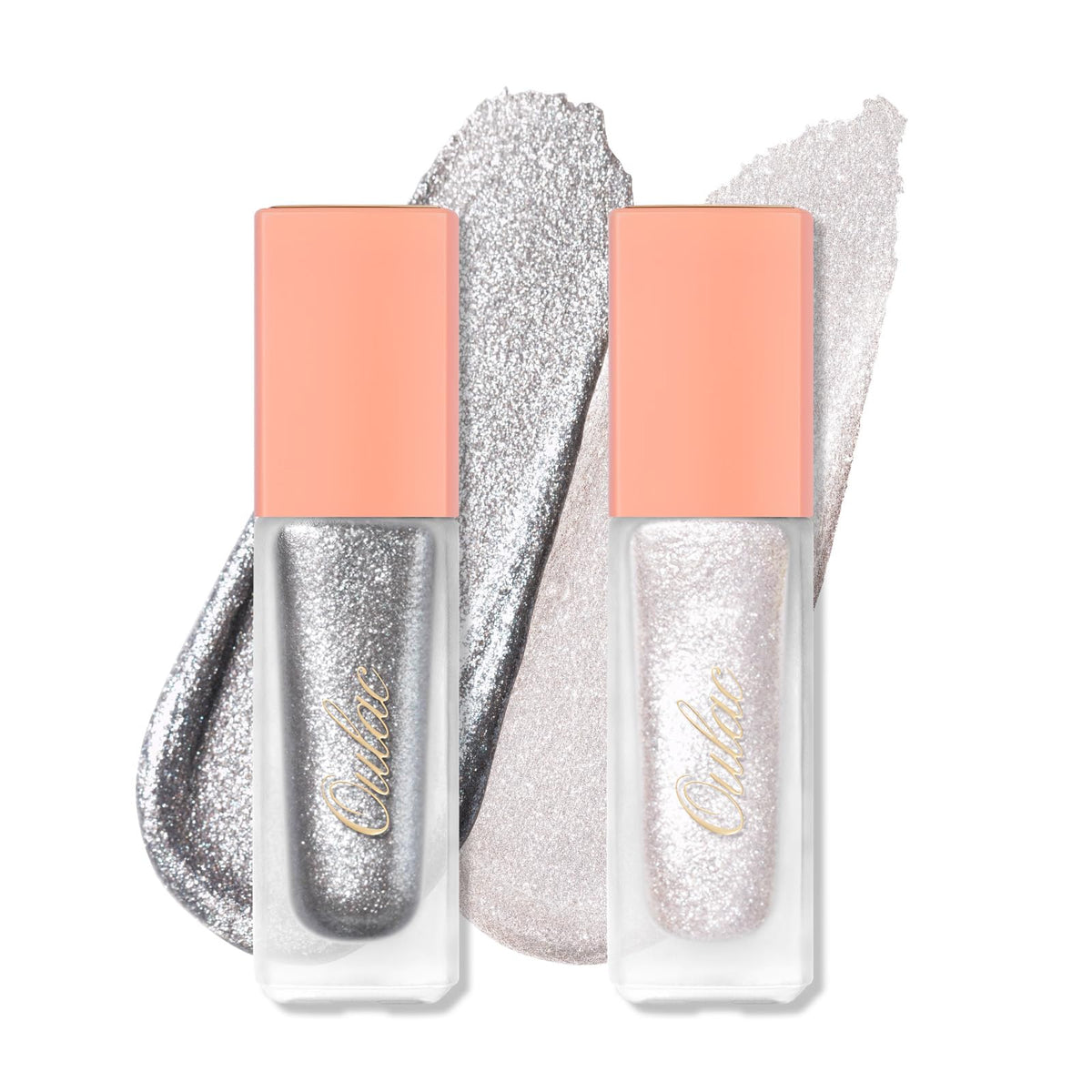 Oulac Liquid Glitter Eyeshadow Set Sheer Silver & Sheer White Eyeshadow & Eyeliner, Blendable Eye Make-up, Vegan 13/27