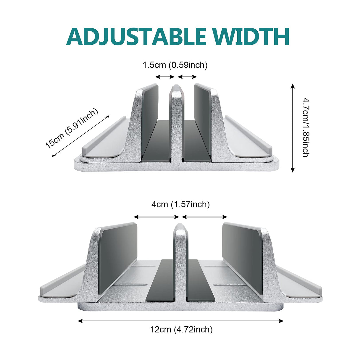 ULBRE Vertical Laptop Stand for Desk Metal Heavy Duty, 4 Slots Adjustable 4in1 Vertical MacBook Stand Rack Pro Holder Compatible w' All Surface Dell