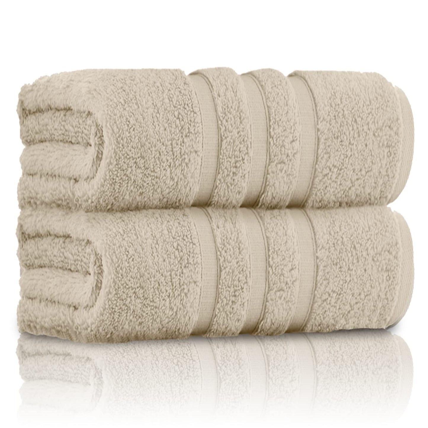 GC GAVENO CAVAILIA Pack of 2 Ultra Soft Super Absorbent Bath Sheets, 550 GSM 100% Cotton Line Texture Towels, Natural, 80x140 Cm