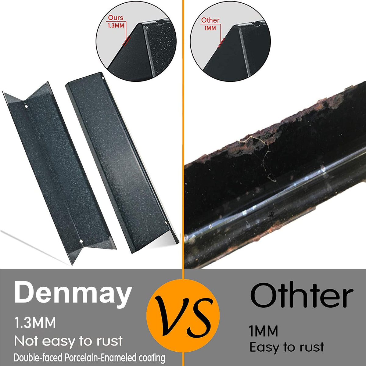 Denmay 38.8 cm Flavorizer Bars for Weber Spirit I & II 200 Series (with Front Control Knobs),Spirit E210 S210 E220 S220 Gas Grills, Porcelain Enameled