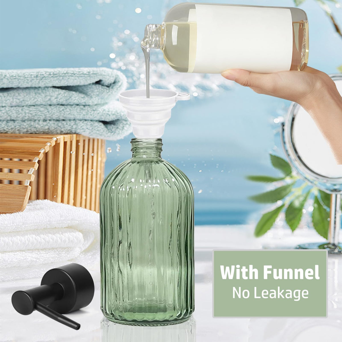 GKSCXEXE 400ml Green Soap Dispenser, Kitchen Washing Up Liquid Dispenser
