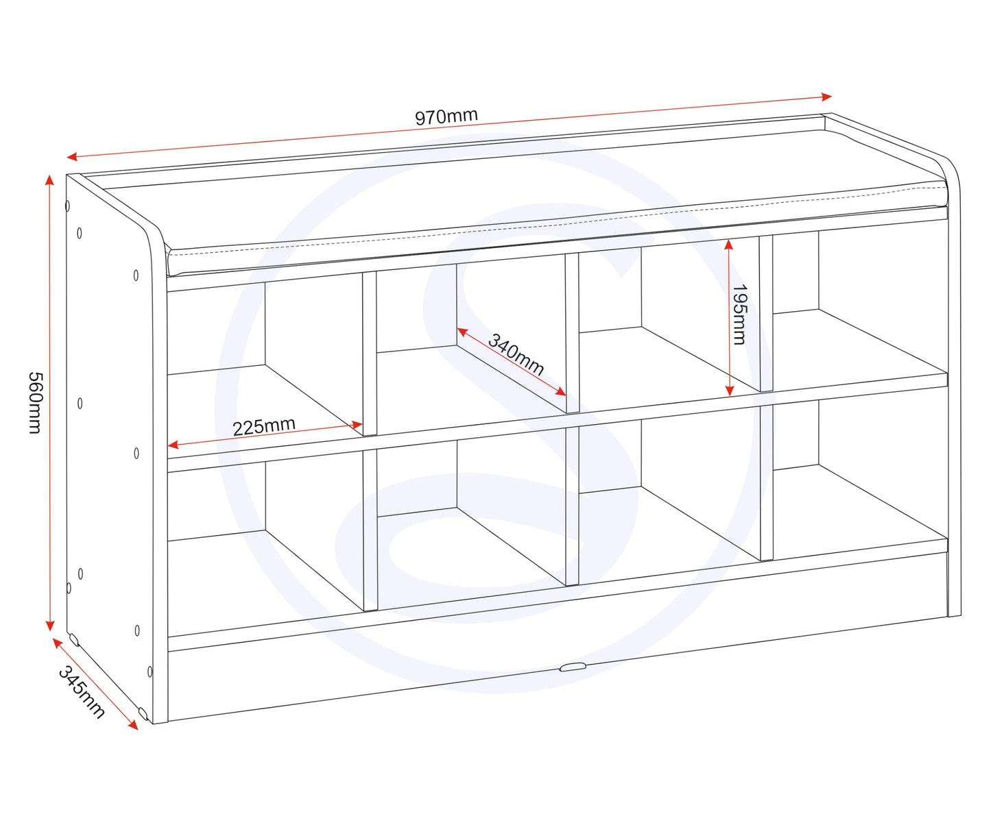 Seconique Portland Shoe Bench in White/Steel Fabric