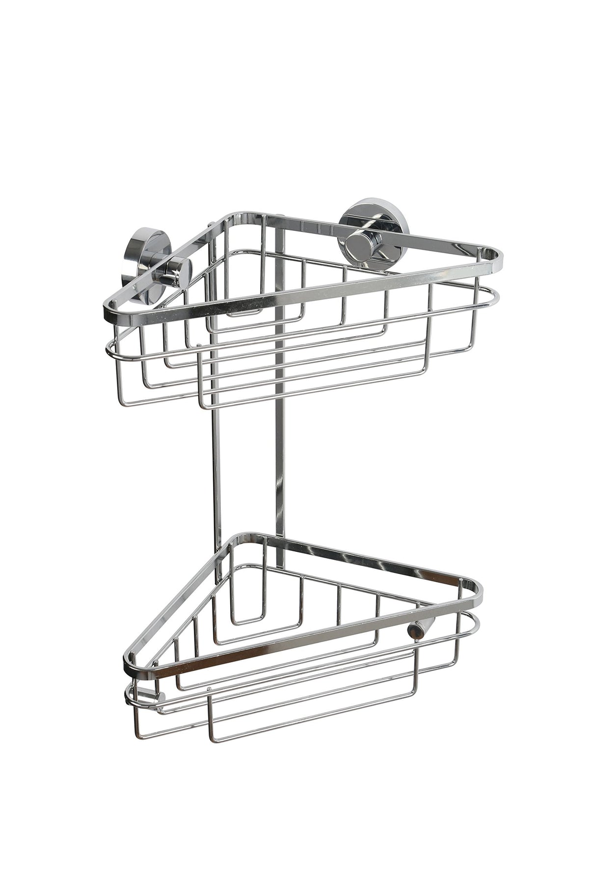 Croydex Brockham Flexi Fix Corner Shower Caddy - Two Tier Durable Steel Bathroom Caddy with 3 Ways to Install Screw or Glue, Anti Rust Properties with