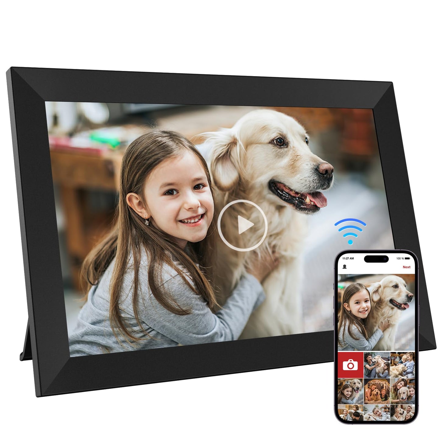GGUA 10.1 Inch WiFi Digital Photo Frame Built in 32GB Memory, 1280x800 IPS LCD Touchscreen, Auto-Rotate and Audio, Quick and Easy Share Photos or